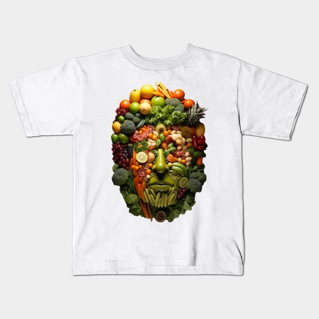 Vegetable Face Kids T-Shirt by Teravitha